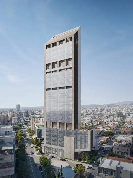 Neocleous Tower in the Limassol cityscape