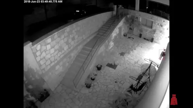 Close view of the person highlighted by the video analytics detection box
